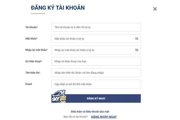 Hướng dẫn các thao tác đăng ký Sky88 nhanh chóng