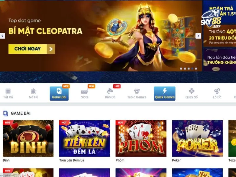 Đánh chắn online hấp dẫn tại SKY88