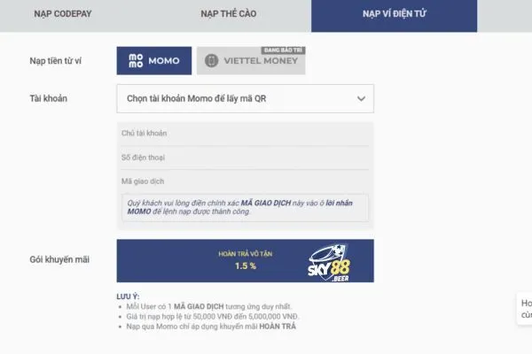Hướng dẫn cách thức thanh toán nhanh chóng tại Sky88